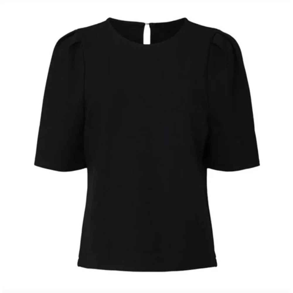 J. Crew Puff Sleeve Pointe Top Blouse Keyhole Back Black Style AE781 Size XS
